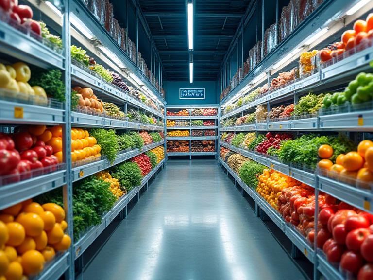 Cold chain warehouse with refrigerated fresh produce in Nebraska